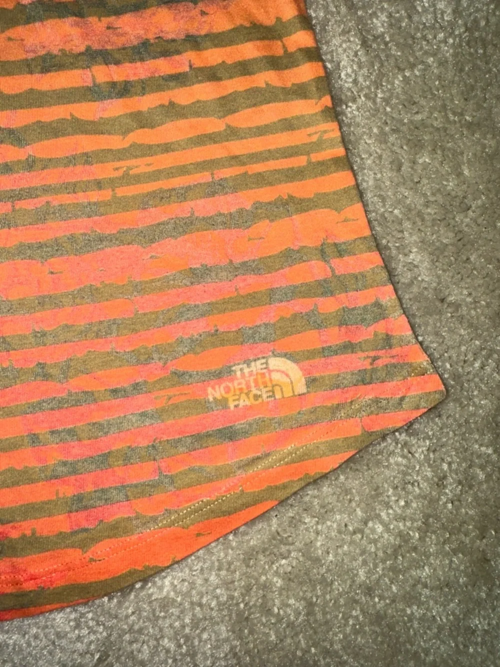 Vintage Y2K The North Face Orange Striped Pink Floral Short-Sleeve Baby Tee - Picture 2 of 5